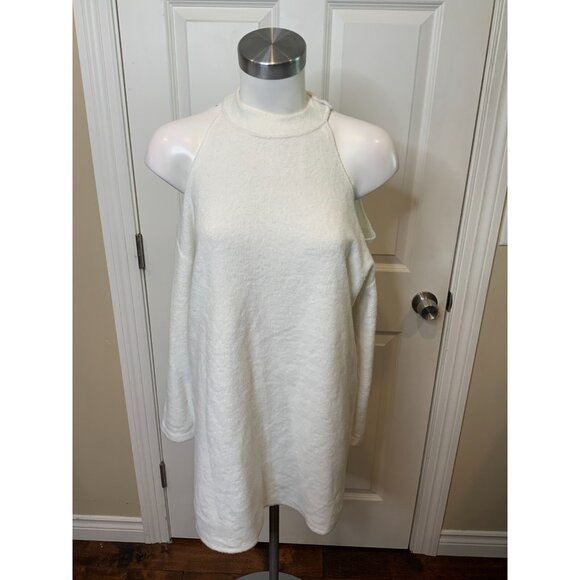 Reformation Surplus Fabric White Terry Cold Shoulder Long Sleeve Top Size Small - Picture 1 of 6